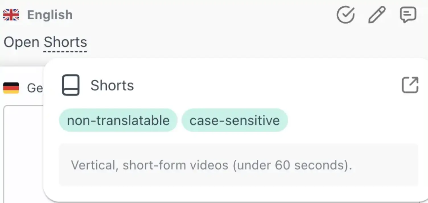 Translation suggestion using glossaries
