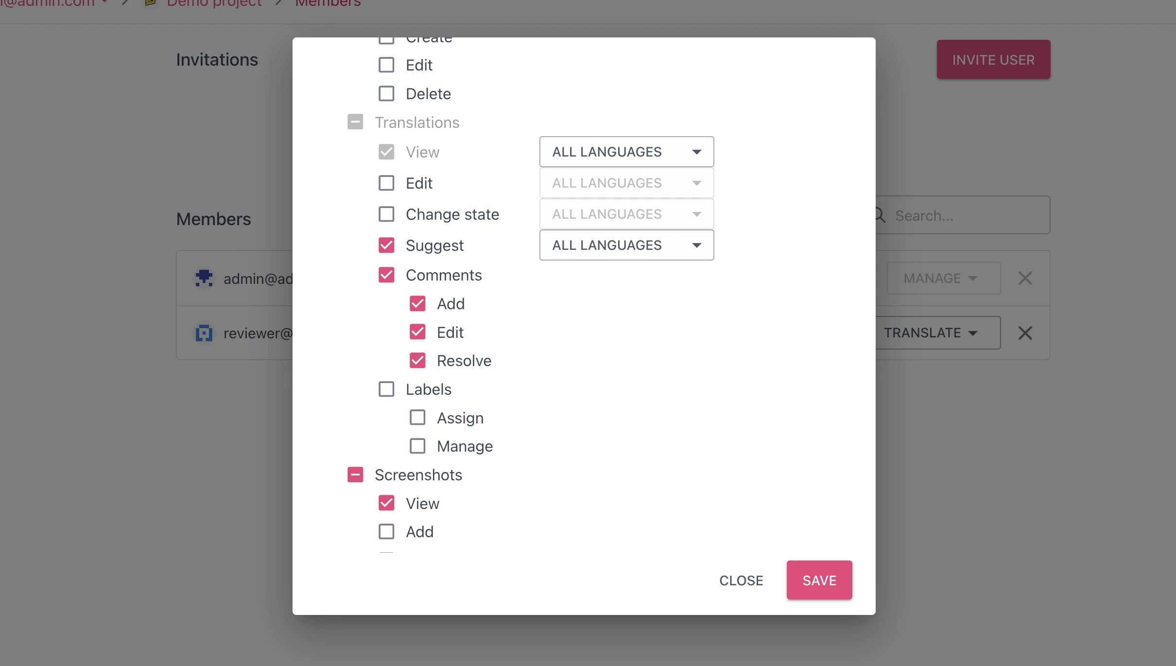 Granular permissions for translation suggestions